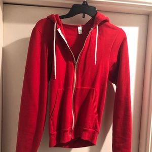 Red American Apparel Zip Up Hoodie